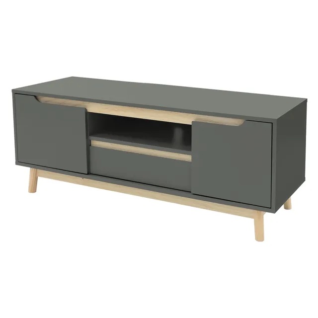 ECD Germany ML-Design meuble TV vert mat 120 cm 2 portes