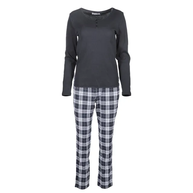 Stokomani Mode Pyjama long jersey carreaux Bleu foncé