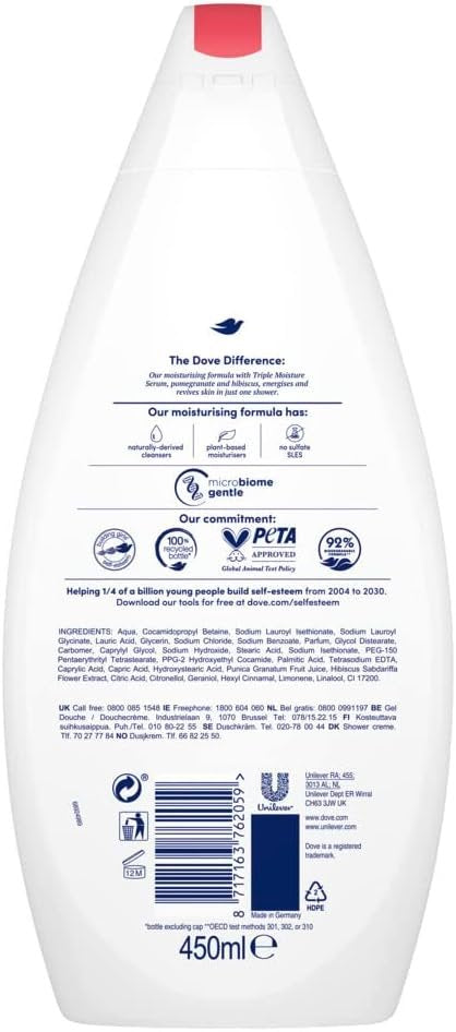 Dove gel douche revitalisant grenade hibiscus