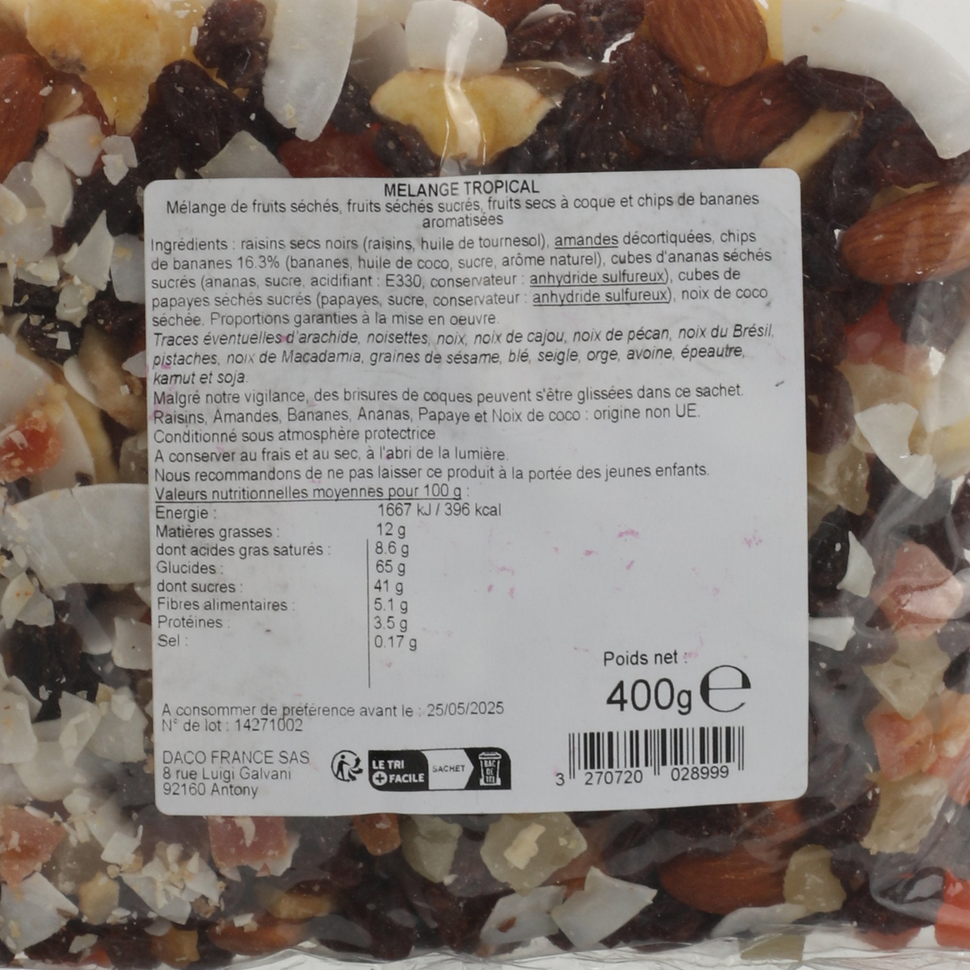 Stokomani Épicerie sachet fruits secs mélange tropical