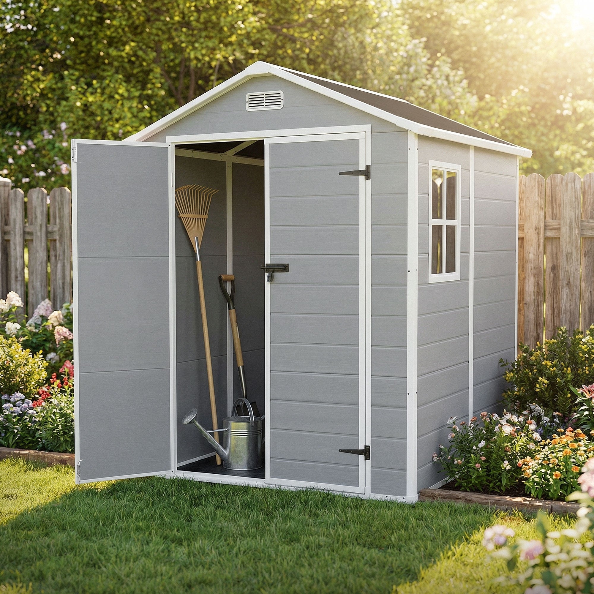 ECD Germany abri jardin plastique gris clair 151x182x220 cm 5m³