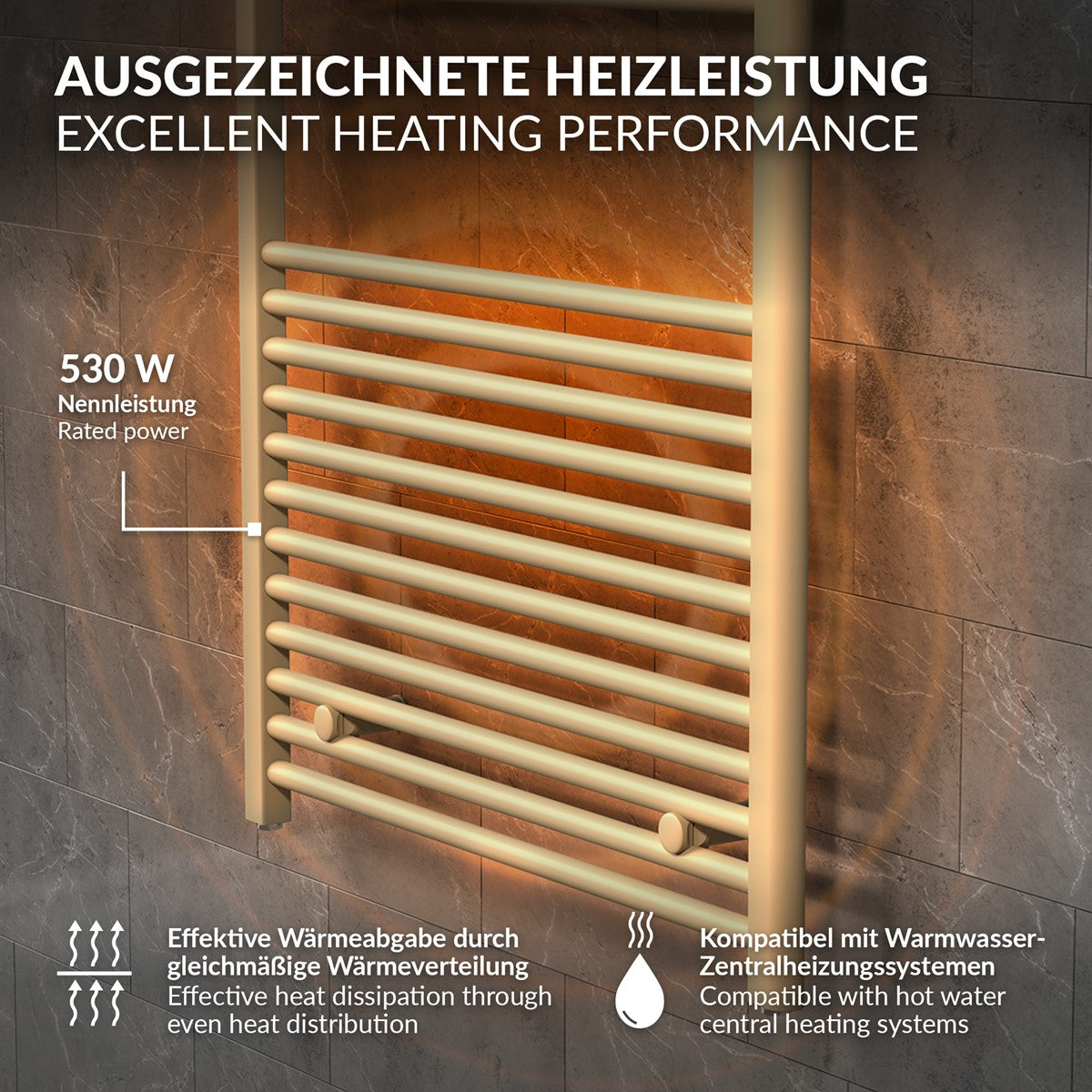 ECD Germany Sahara sèche-serviettes beige 600x1200 mm droit