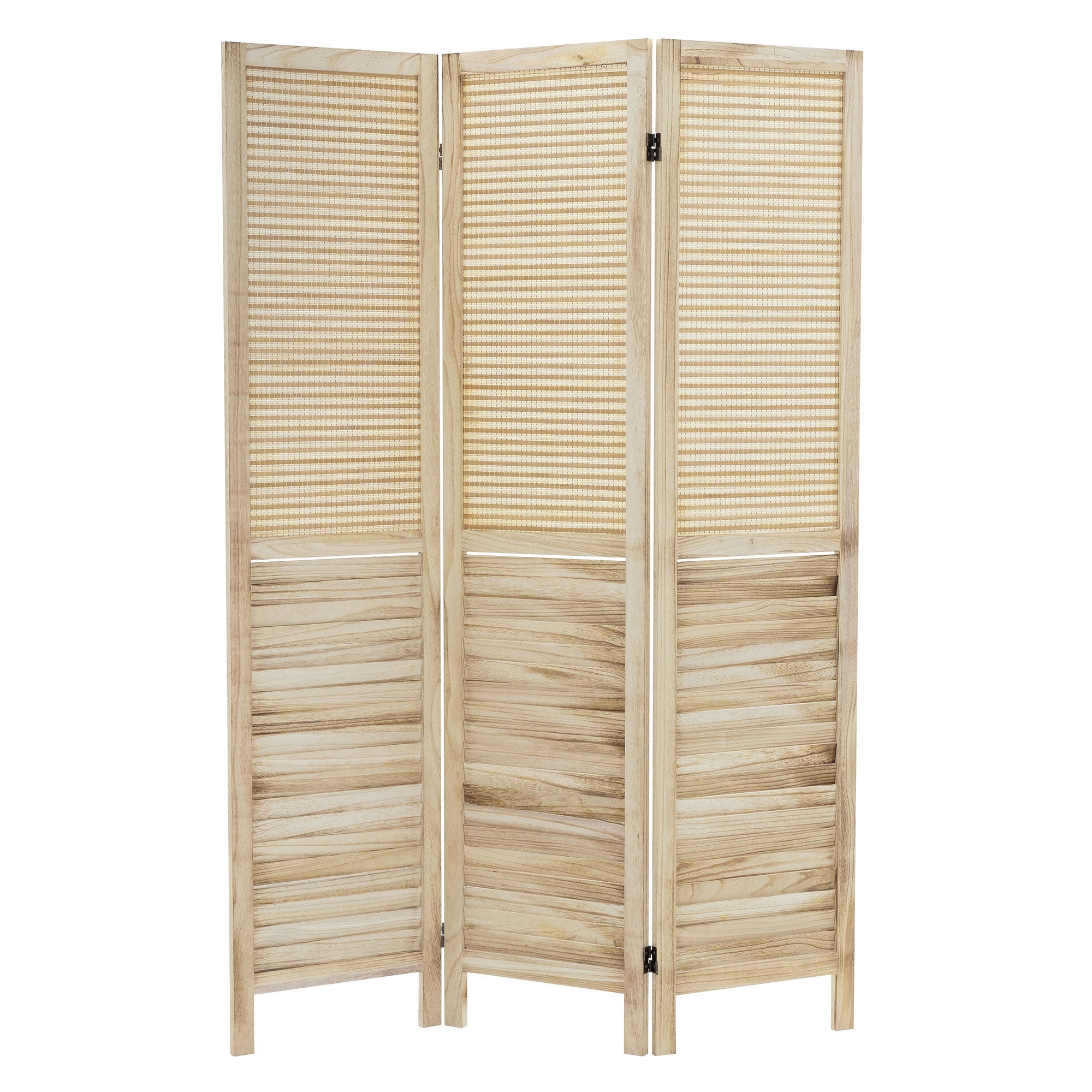 ECD Germany Möbel paravent bois 3 panneaux beige Osaka 170x121