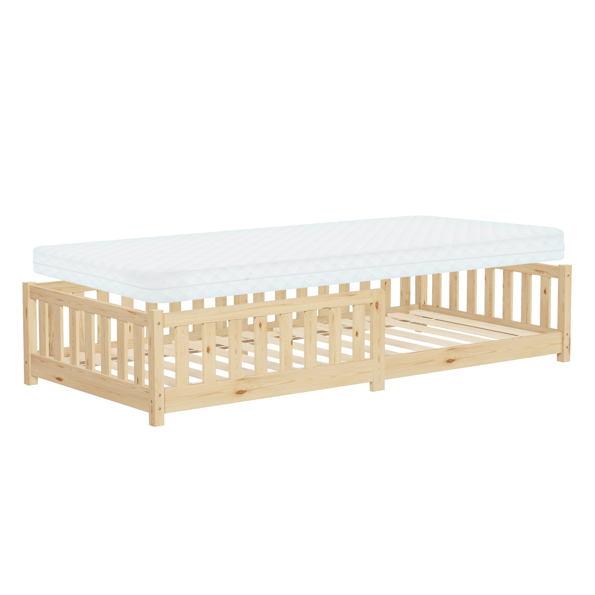ECD Germany Kinder Lit enfant 90x200 pin nature matelas 10 cm inclus