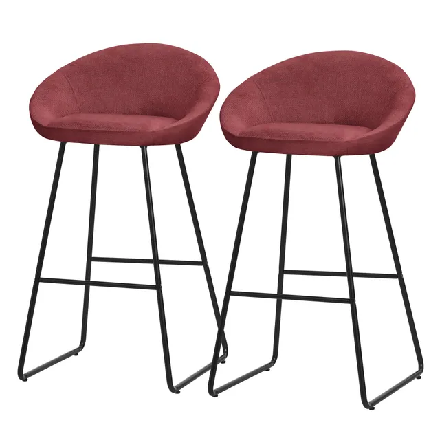 ECD Germany Möbel tabouret de bar rouge lot de 2 rembourré
