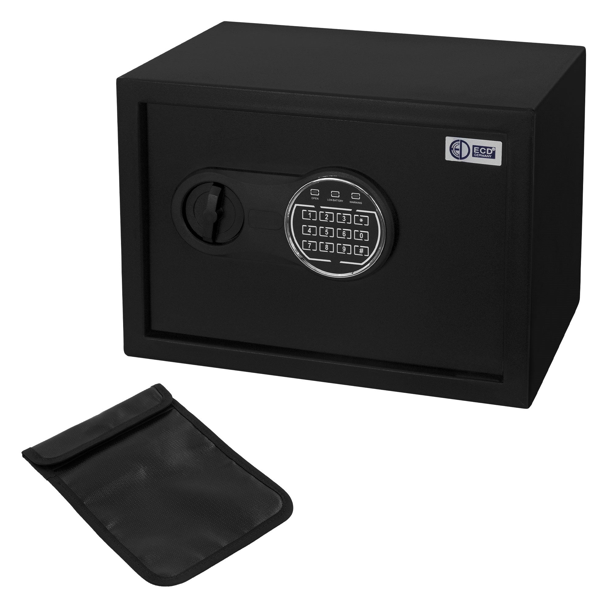 ECD Germany coffre-fort acier code électronique 16 L LED