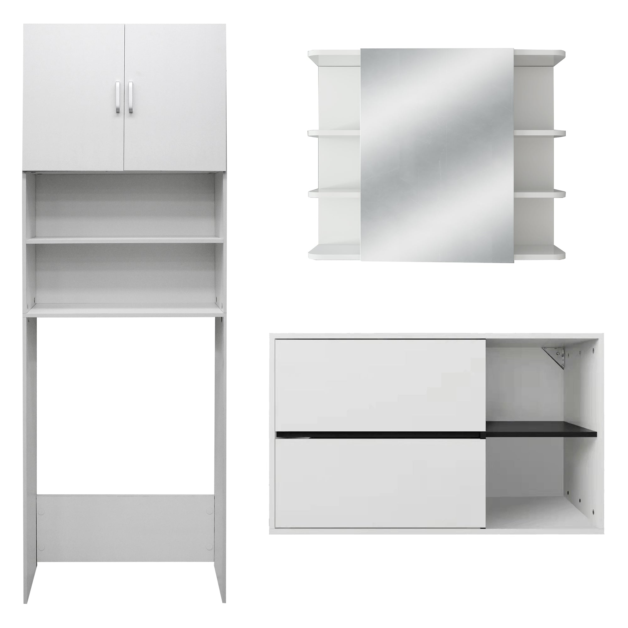 ECD Germany Möbel ensemble meuble salle de bain blanc 3 pièces