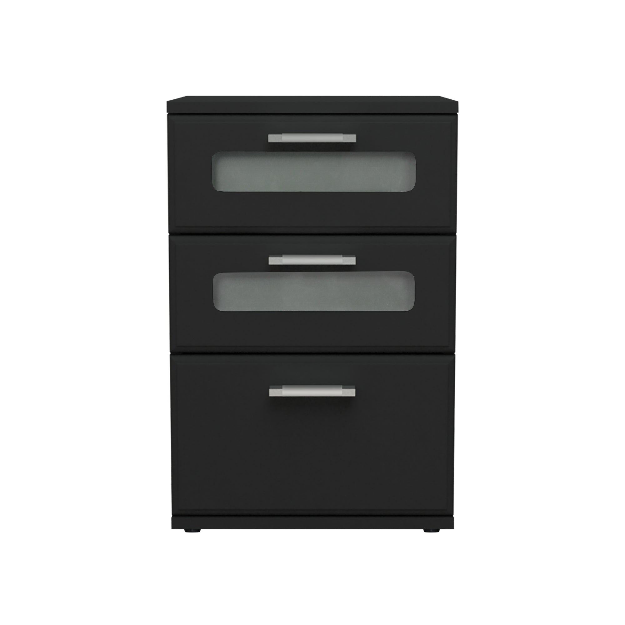 ECD Germany Möbel table de chevet noire 40x60x38 cm 3 tiroirs
