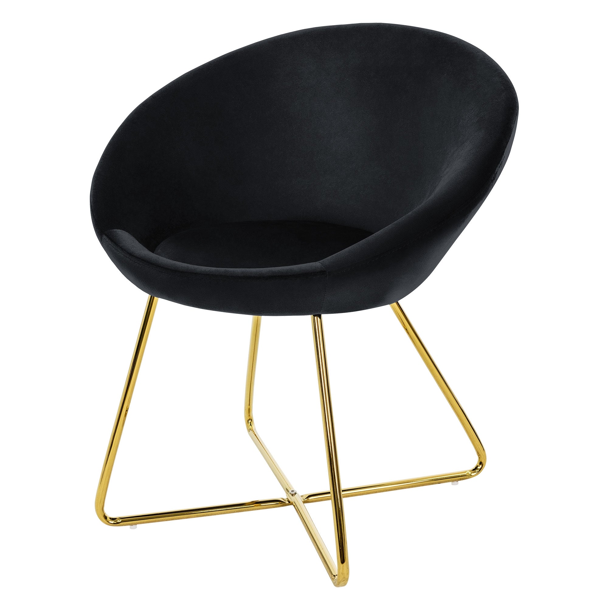 ECD Germany Möbel chaise velours dossier rond bleu pieds dorés