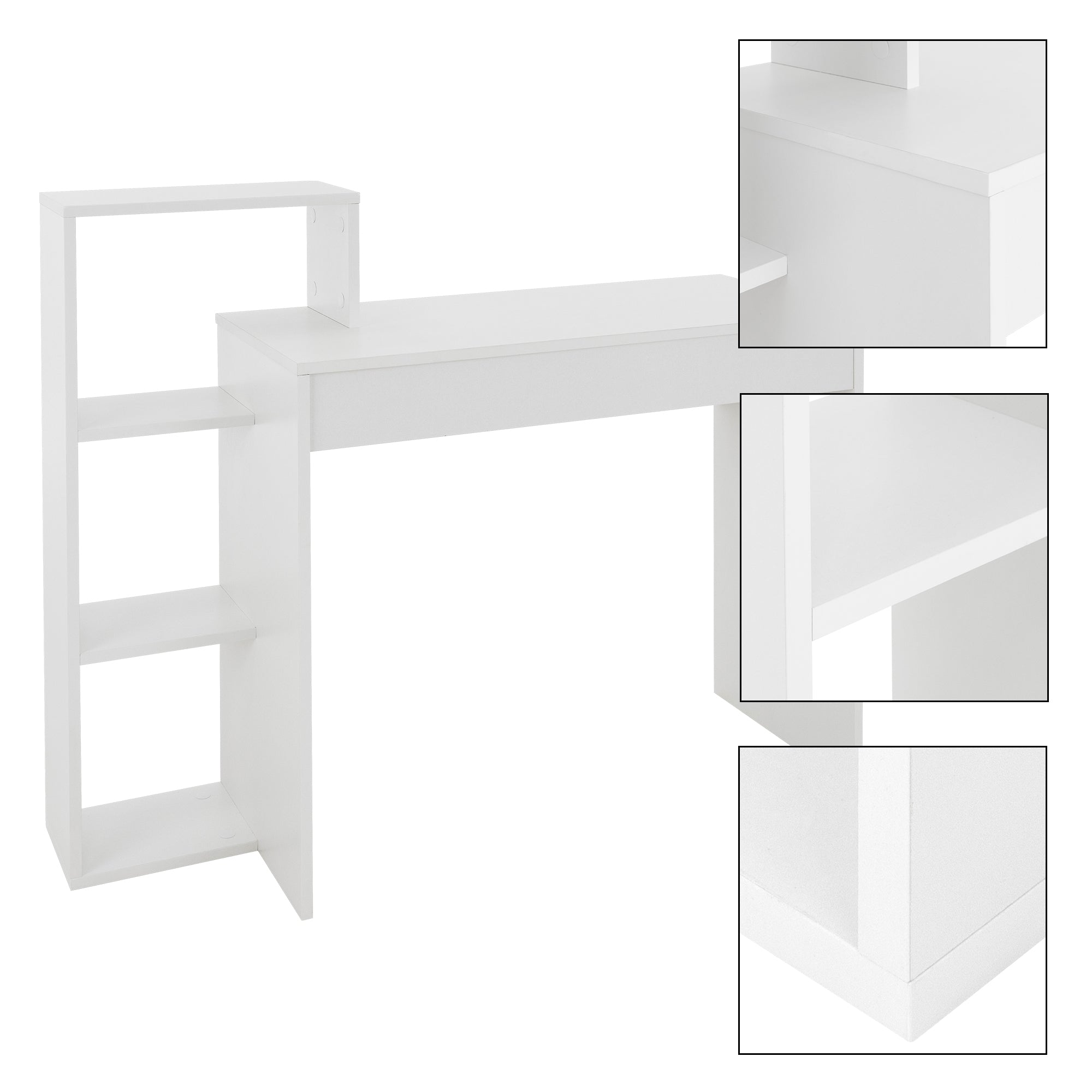 ECD Germany ML-Design Bureau Blanc avec Étagère 110x72x40 cm