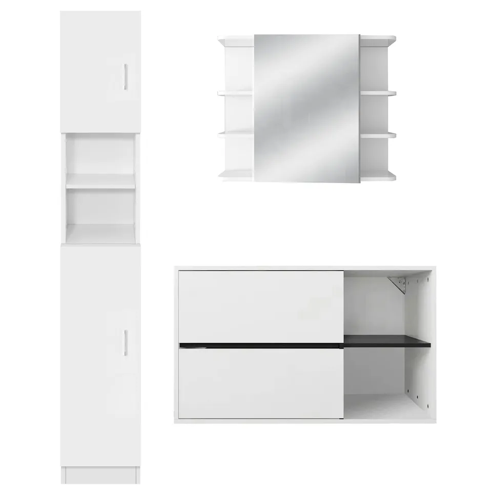 ECD Germany Möbel ensemble salle de bain blanc 3 pièces bois