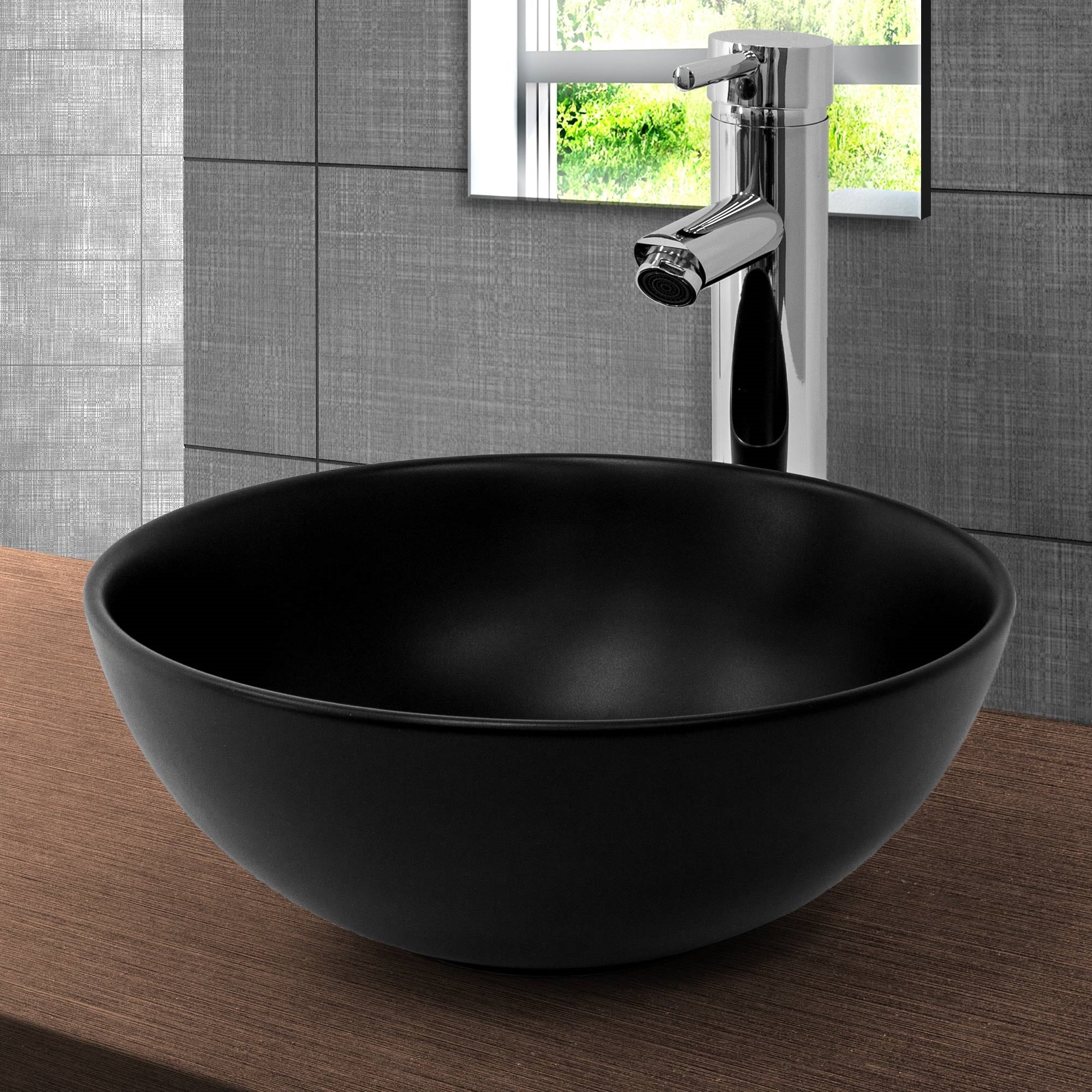 LuxeBath vasque à poser 32x13,5 cm noire céramique avec bonde