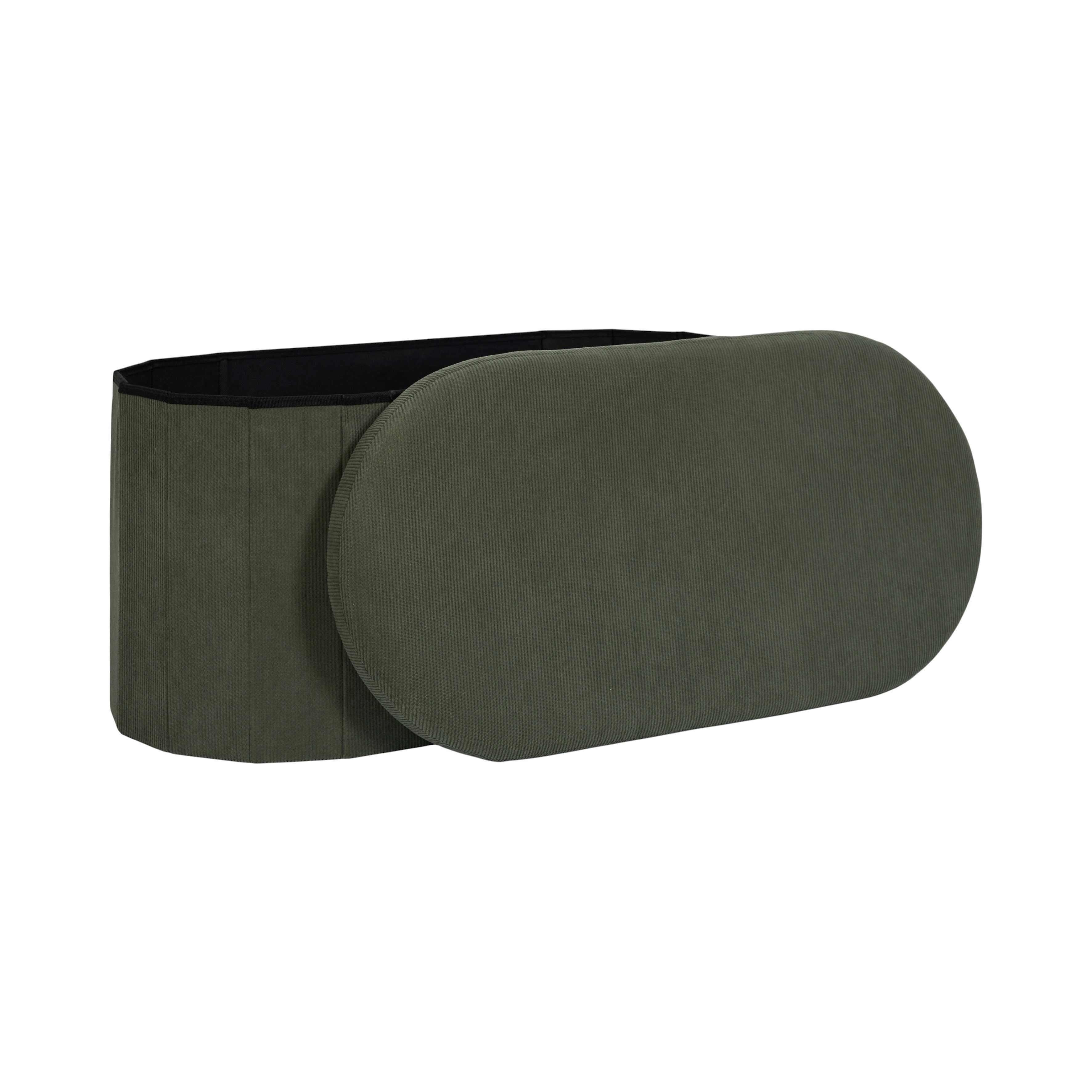 Home Deco Factory Jules coffre-banc pliable vert côtelé