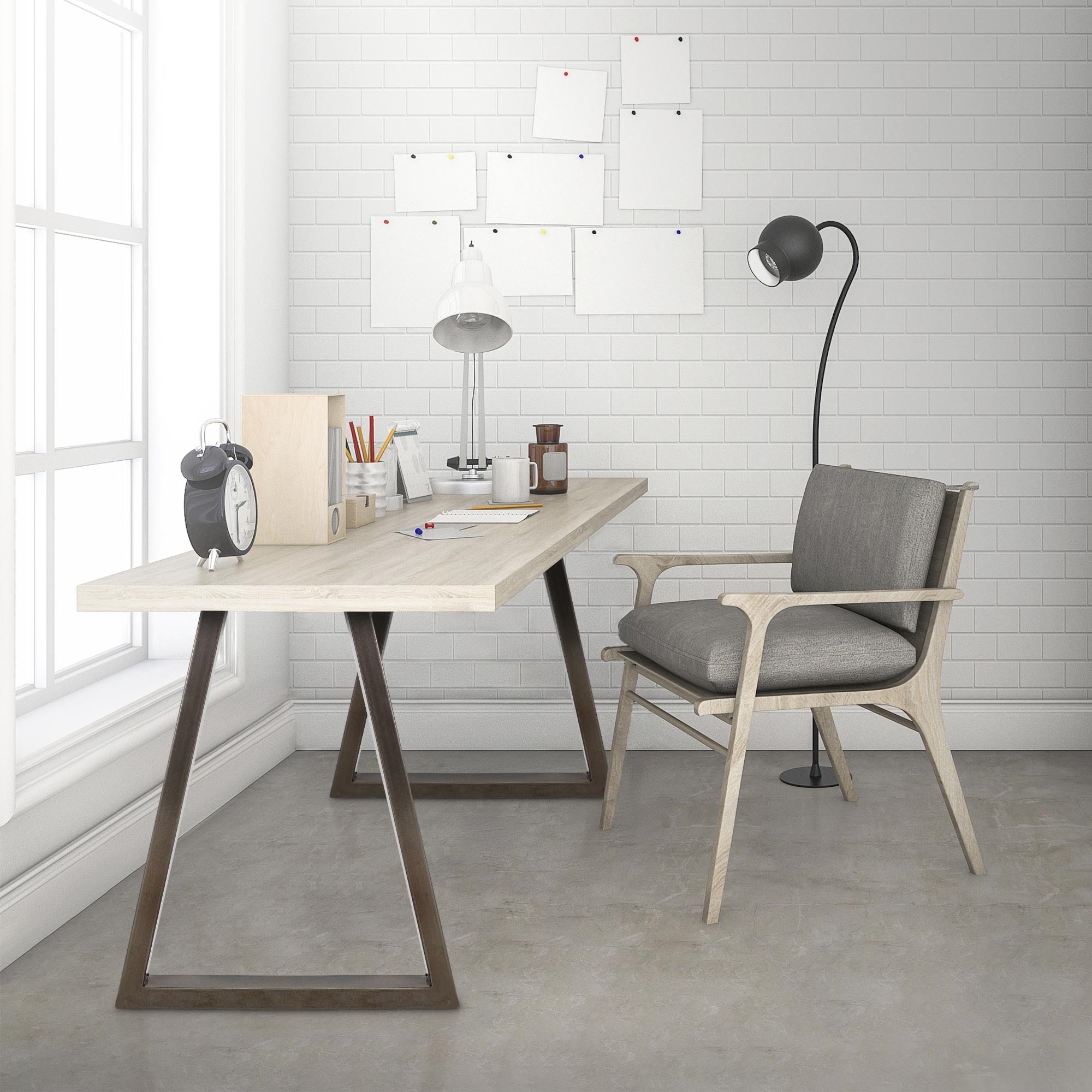 ECD Germany Möbel pieds table trapèze 60x72cm acier lot 2