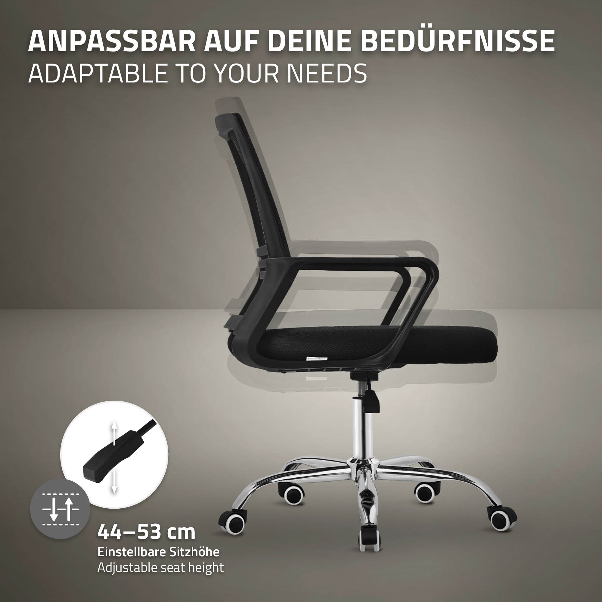 ECD Meubles ML-Design chaise bureau noire réglable avec accoudoirs