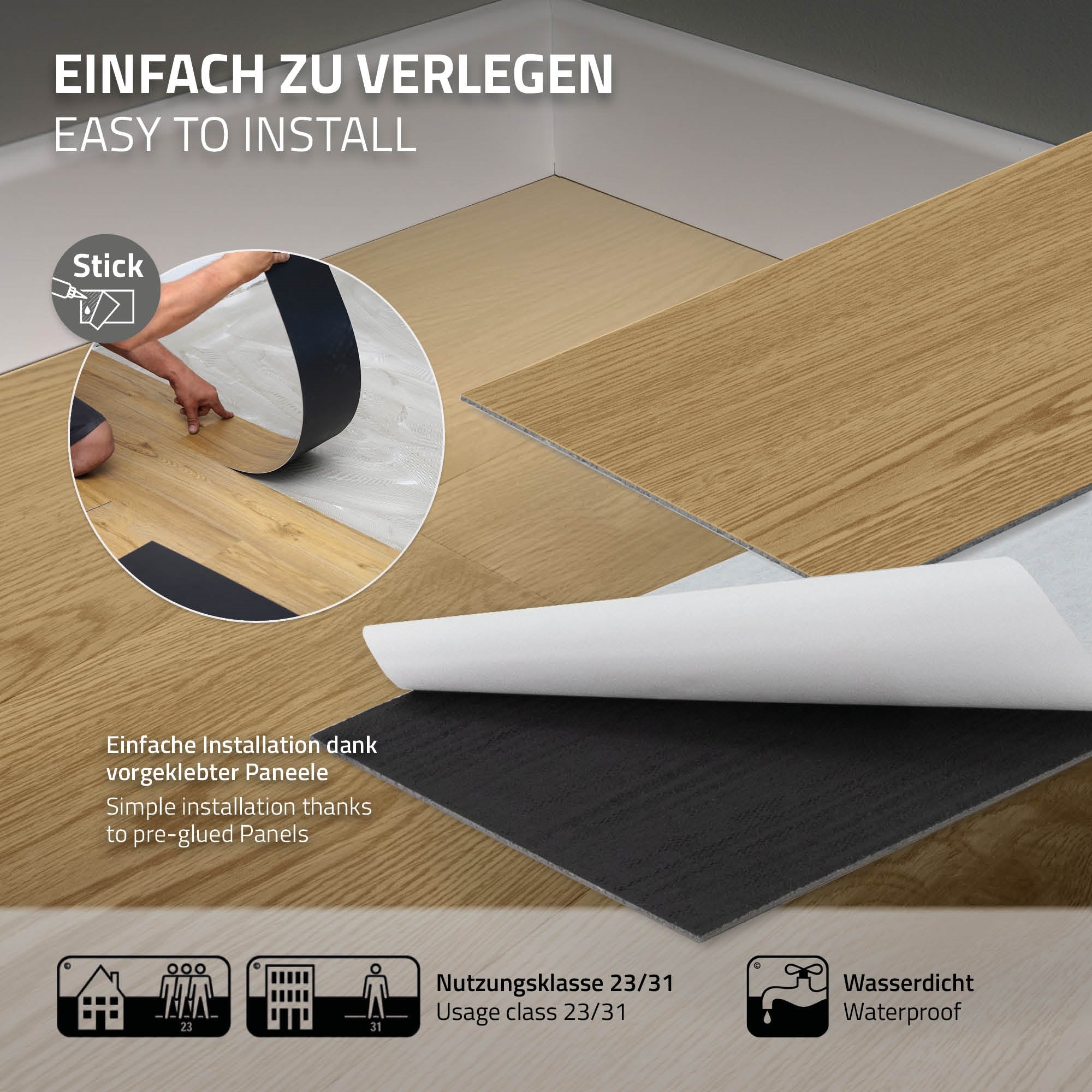 ECD Bauen PVC sol vinyle chêne naturel 6,69 m² 2 mm