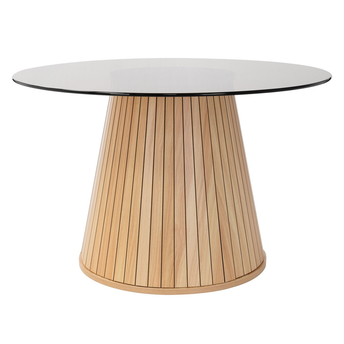 ECD Germany Möbel table basse ronde verre Ø80x50 cm bois brun