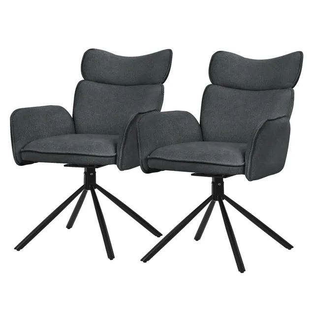 ECD Germany Möbel chaise salle à manger pivotante anthracite lot 2 tissu