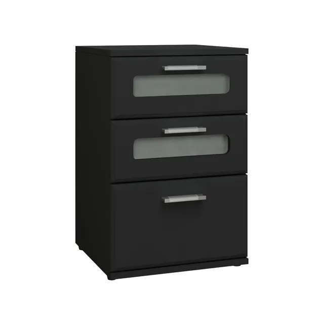 ECD Germany Möbel table de chevet noire 40x60x38 cm 3 tiroirs