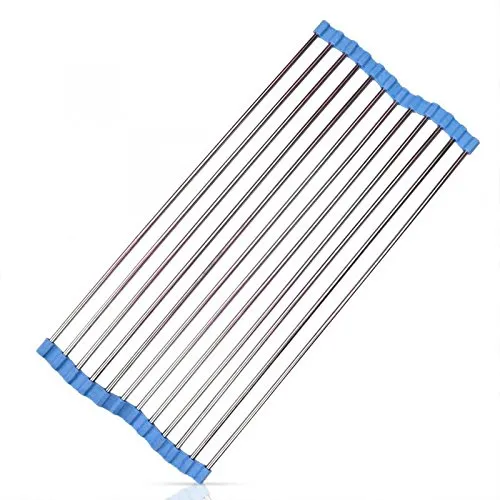 Shop-Story Maison égouttoir pliable acier bleu 37x23 cm