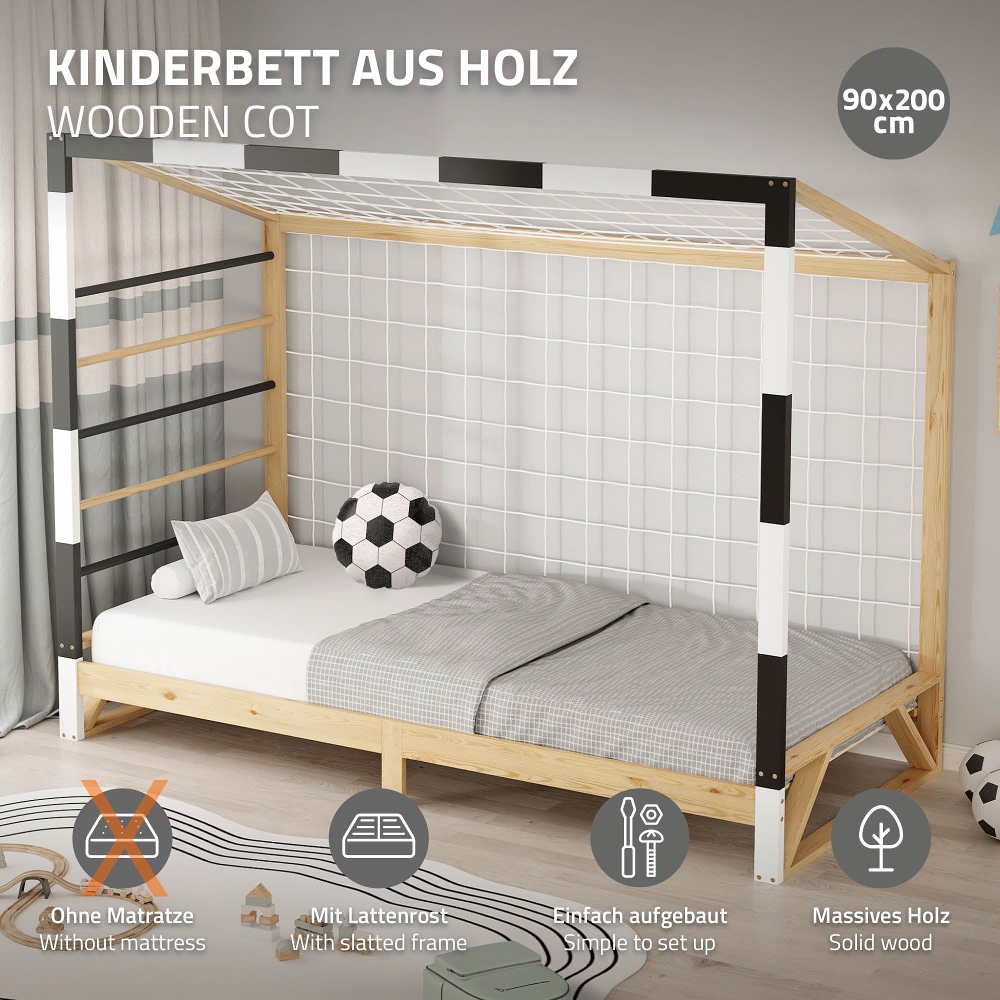 ECD Germany lit enfant but de foot pin 90x200 avec sommier