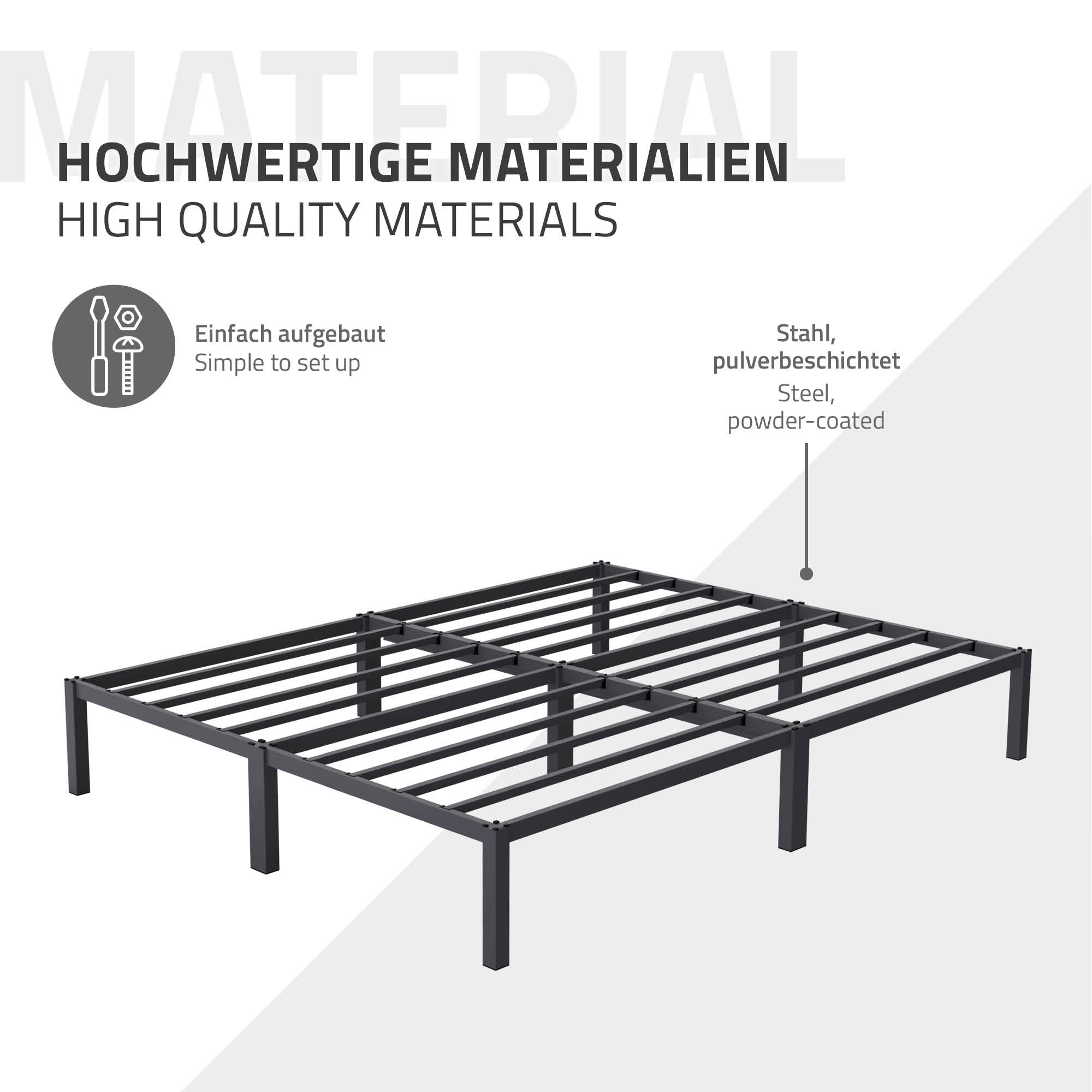 ECD Germany Möbel Lit double métal 160x200 anthracite