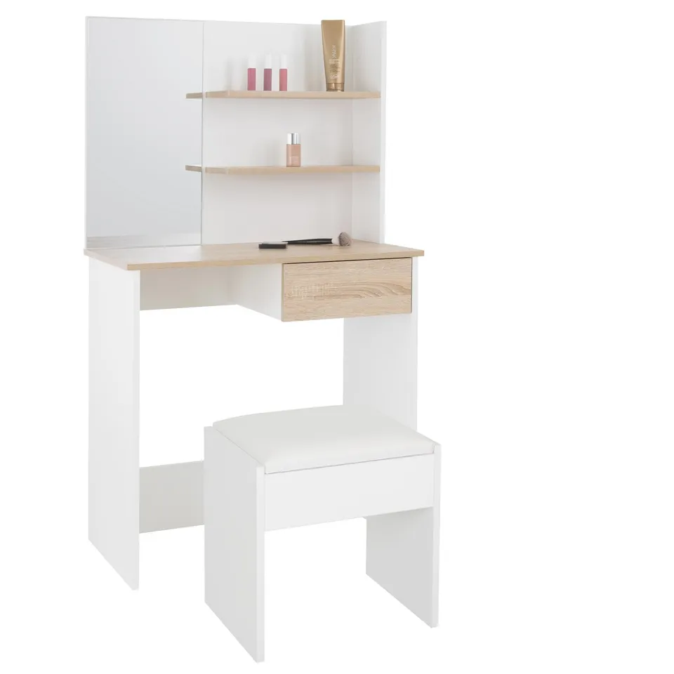 ECD Germany Möbel coiffeuse blanche 75x40x135 cm avec miroir