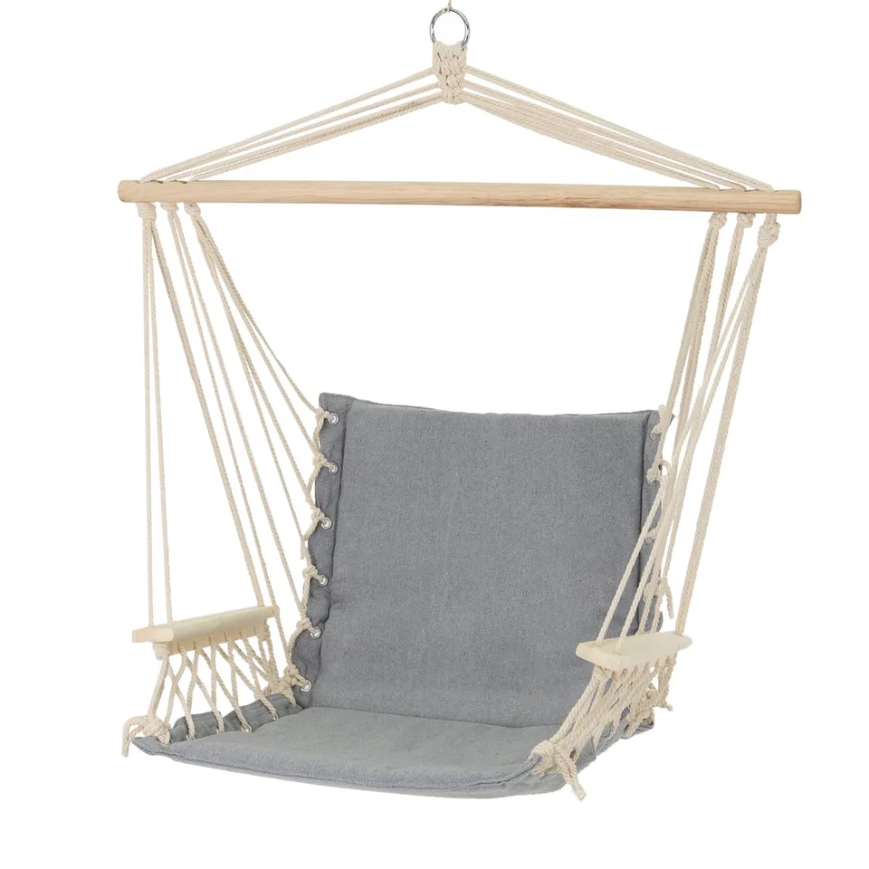 ECD Germany fauteuil suspendu gris coton bois 120 kg