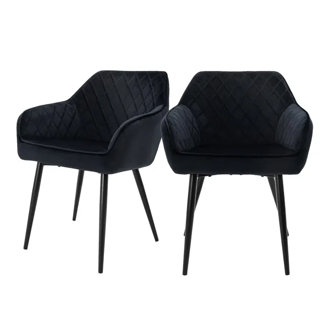 ECD Germany Möbel chaise velours noir losange x2 B-Ware