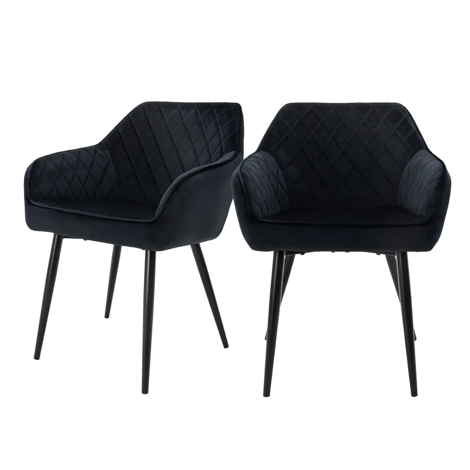 ECD Germany Möbel chaise velours noir losange x2 B-Ware