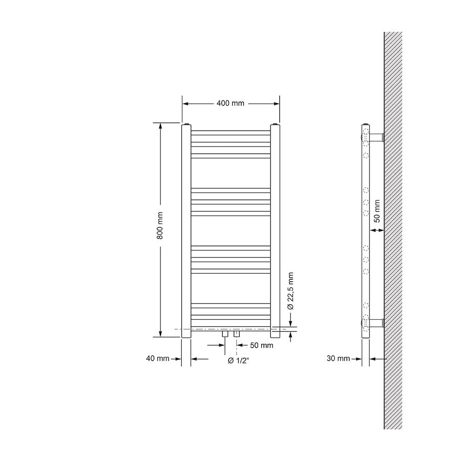 ECD Germany LuxeBath 400x800 radiateur salle de bain anthracite