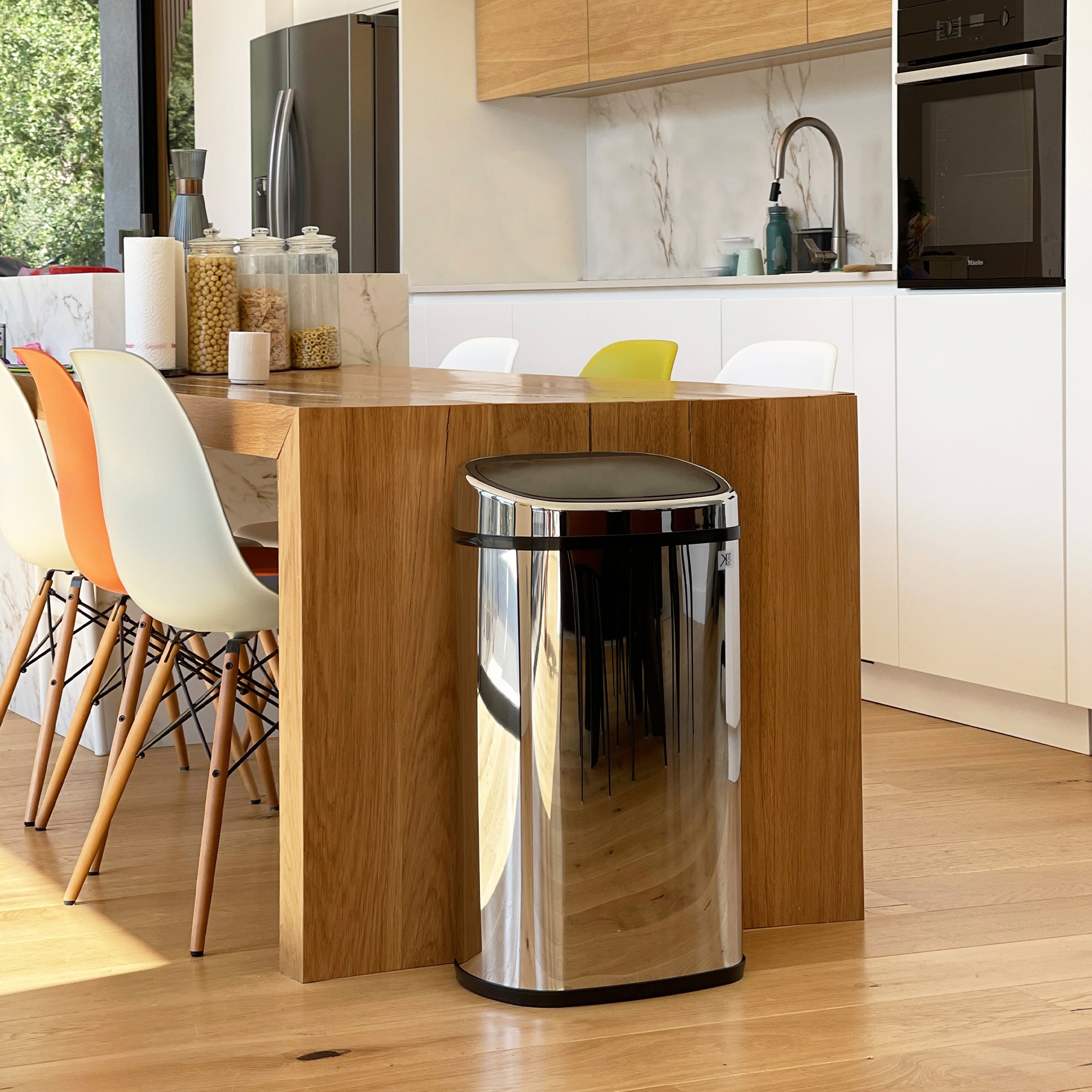 Red Deco City 48L poubelle cuisine inox push