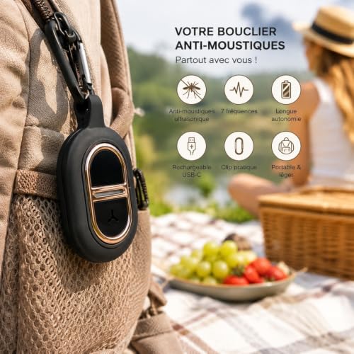 Shop-Story Maison répulsif moustiques portable USB-C clip 7 fréquences