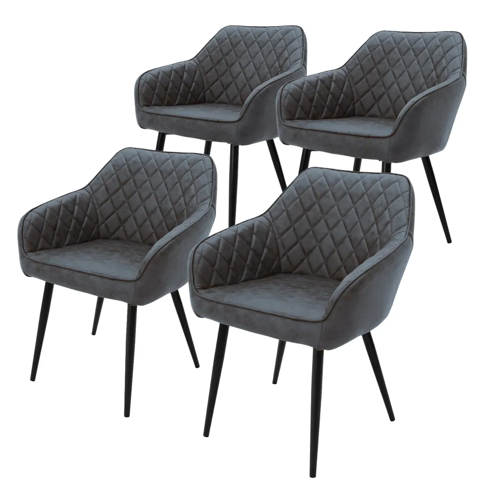 ECD Germany Möbel chaise cuisine anthracite simili lot 4 capitonnée