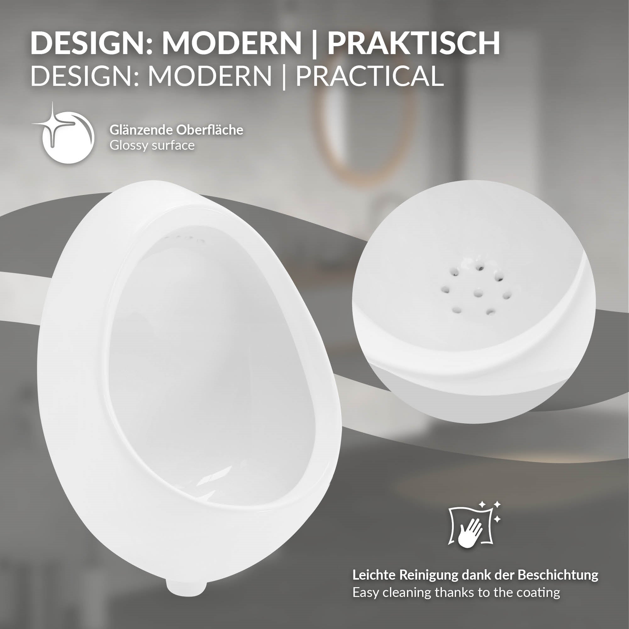 ECD Germany Sanitär Luxebath urinoir céramique mural arrivée arrière