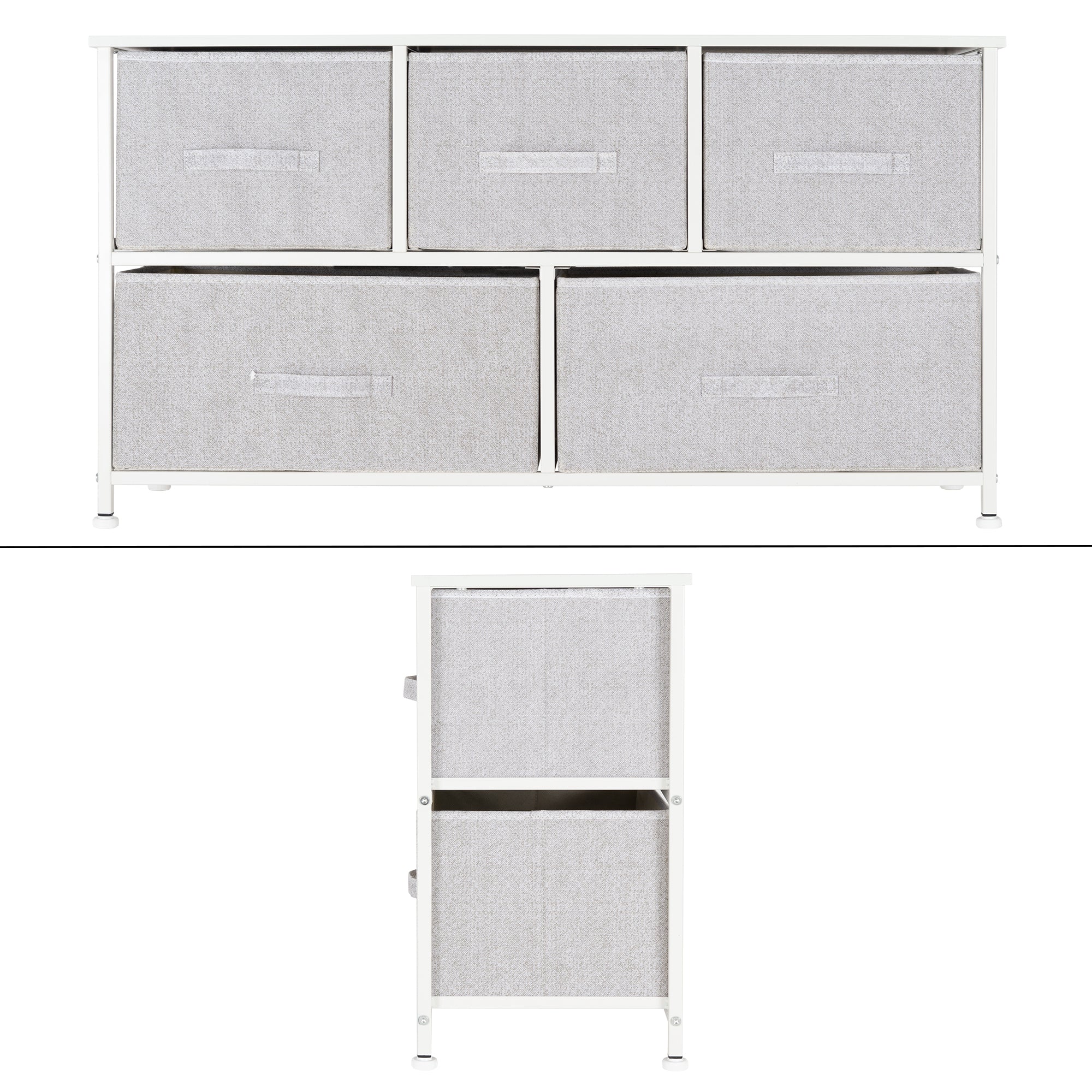 ECD Germany Möbel commode 5 tiroirs blanc tissu 100 cm