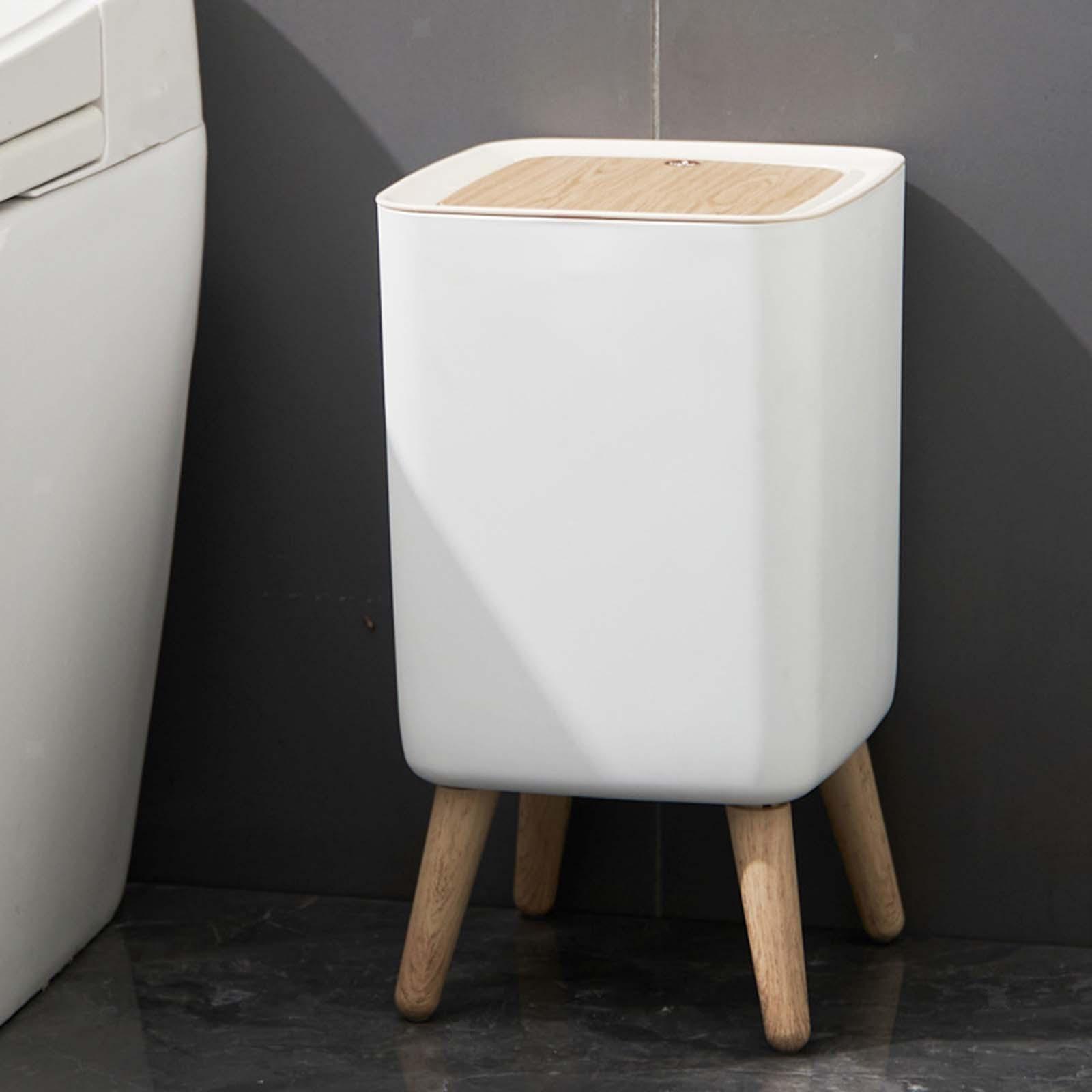 Red Deco Malmo Square poubelle salle de bain touch 10 L bois