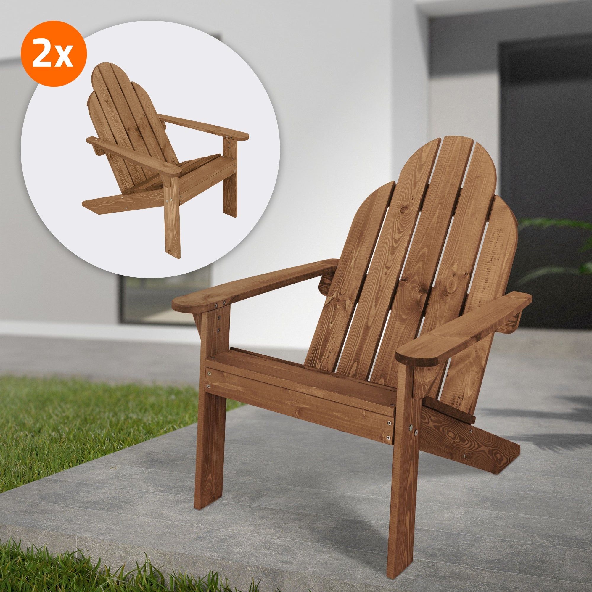 ECD Germany Garten lot 2 fauteuils Adirondack bois marron