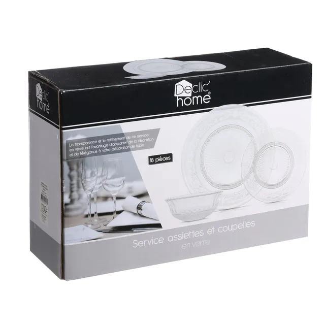 Stokomani Maison Service 18 pièces verre assiettes