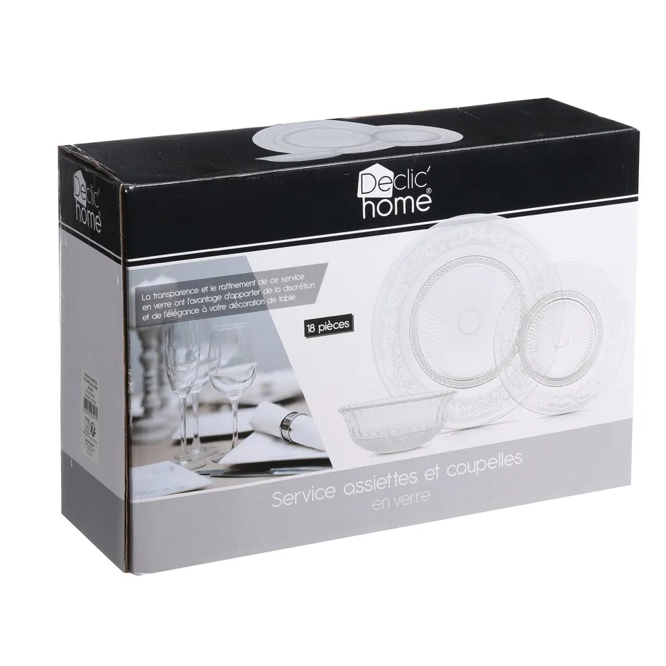 Stokomani Maison Service 18 pièces verre assiettes