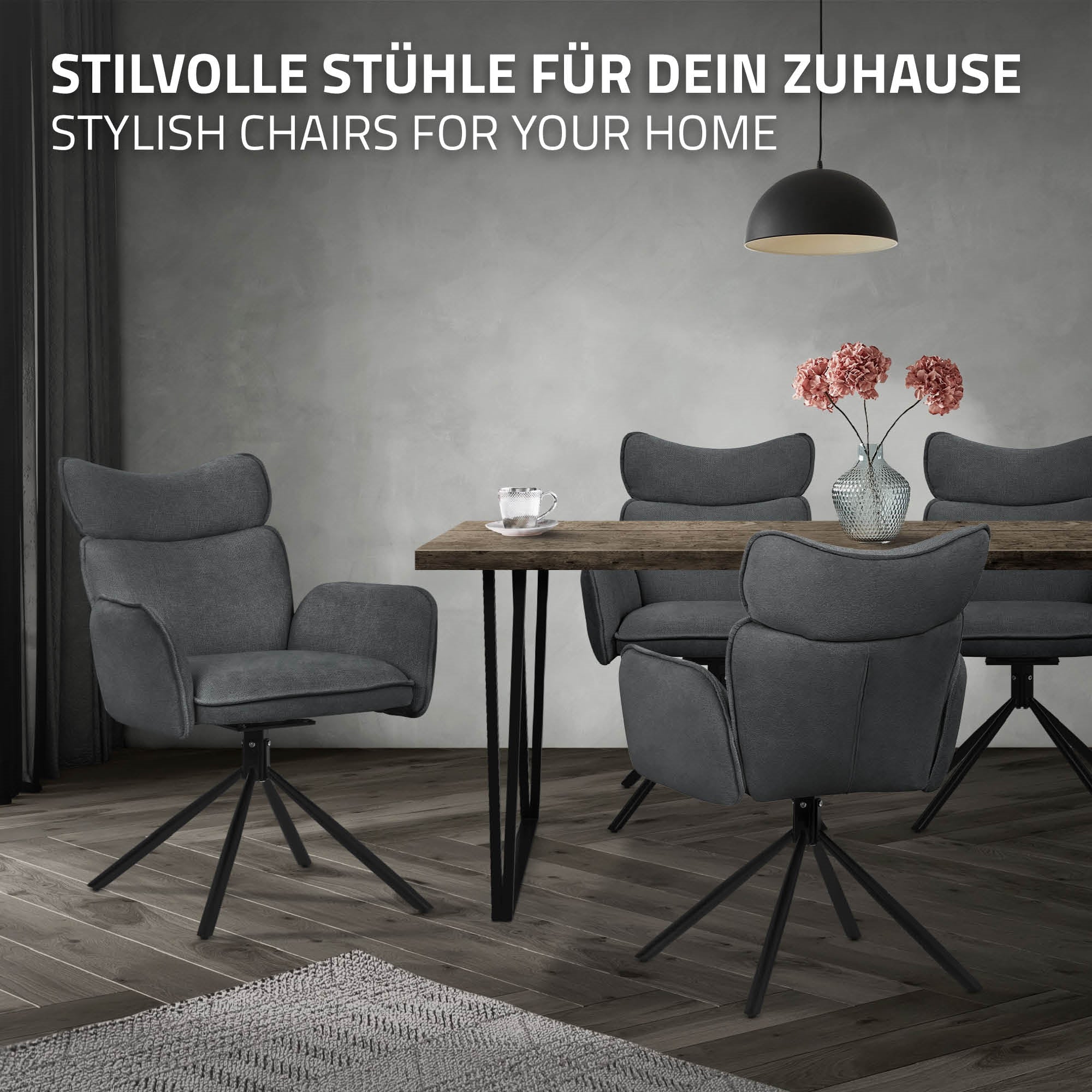 ECD Germany chaise salle à manger pivotante anthracite lot 2