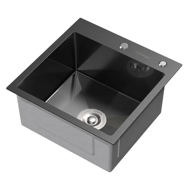 ECD Germany Sanitär Évier inox 45x45 cm anthracite à encastrer