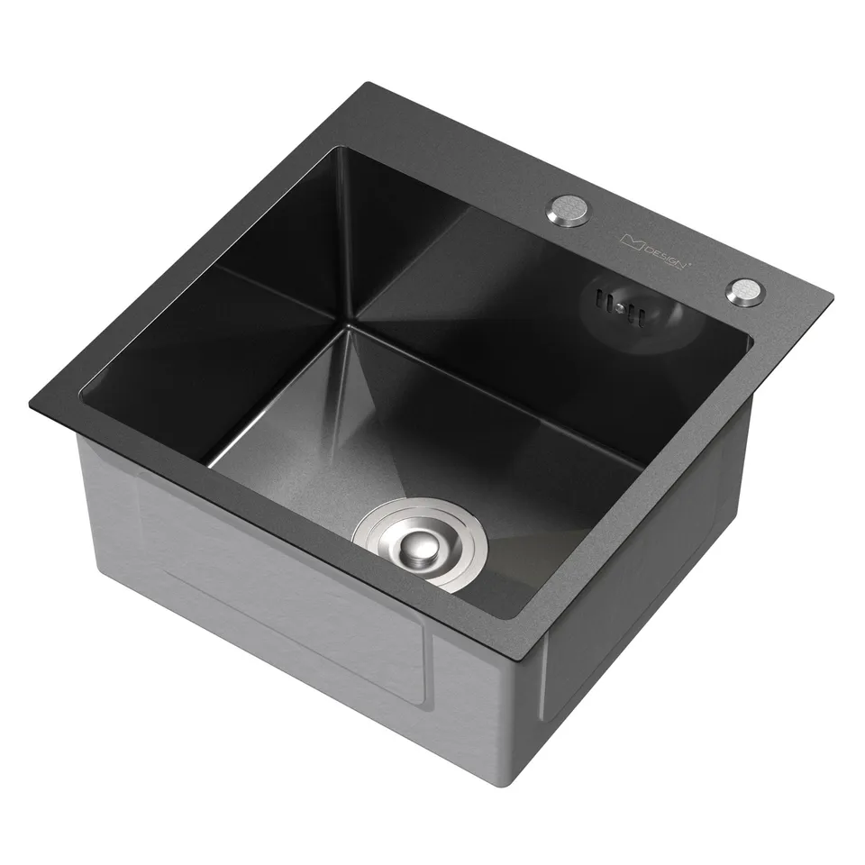 ECD Germany Sanitär Évier inox 45x45 cm anthracite à encastrer