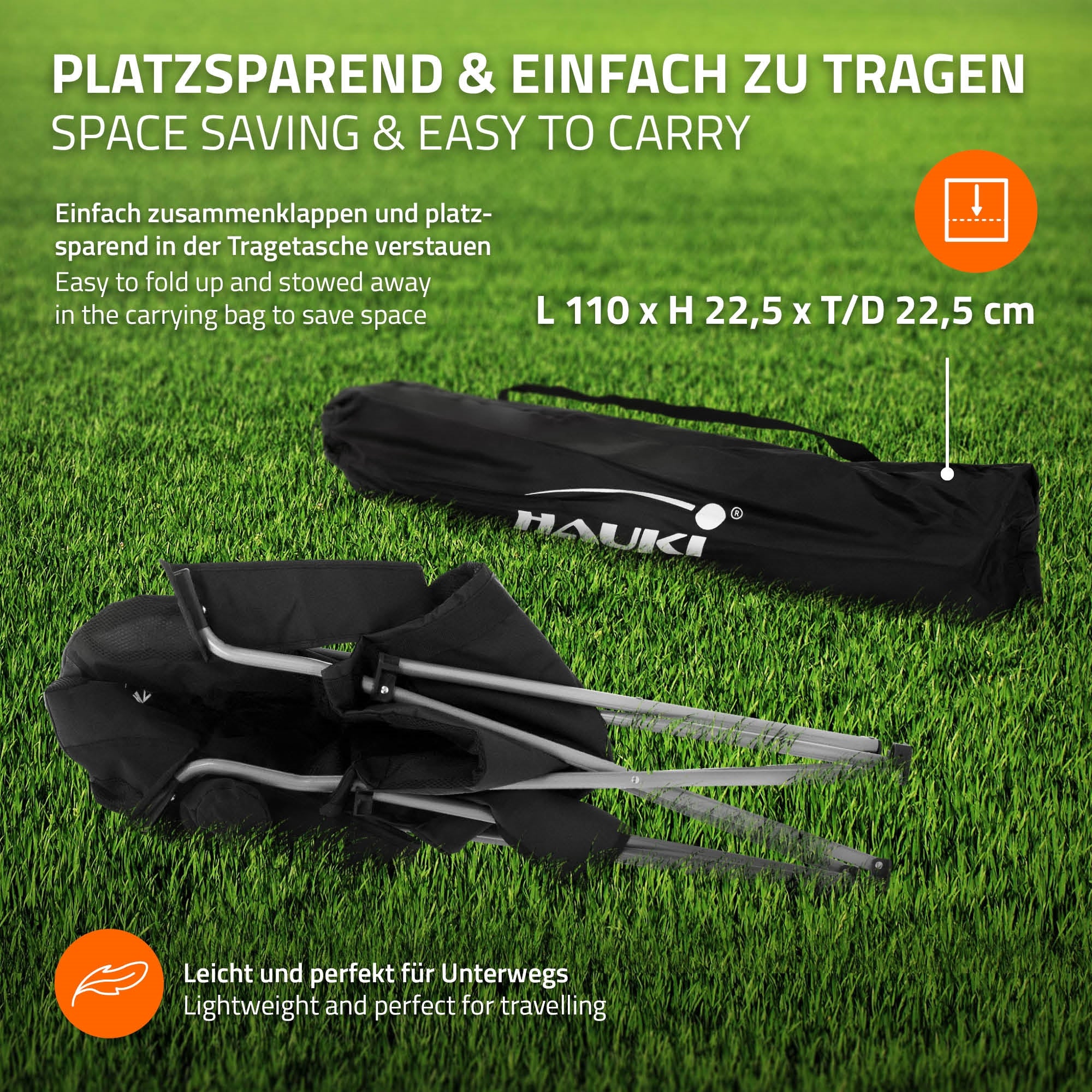 ECD Germany set camping table + 2 chaises pliantes noir