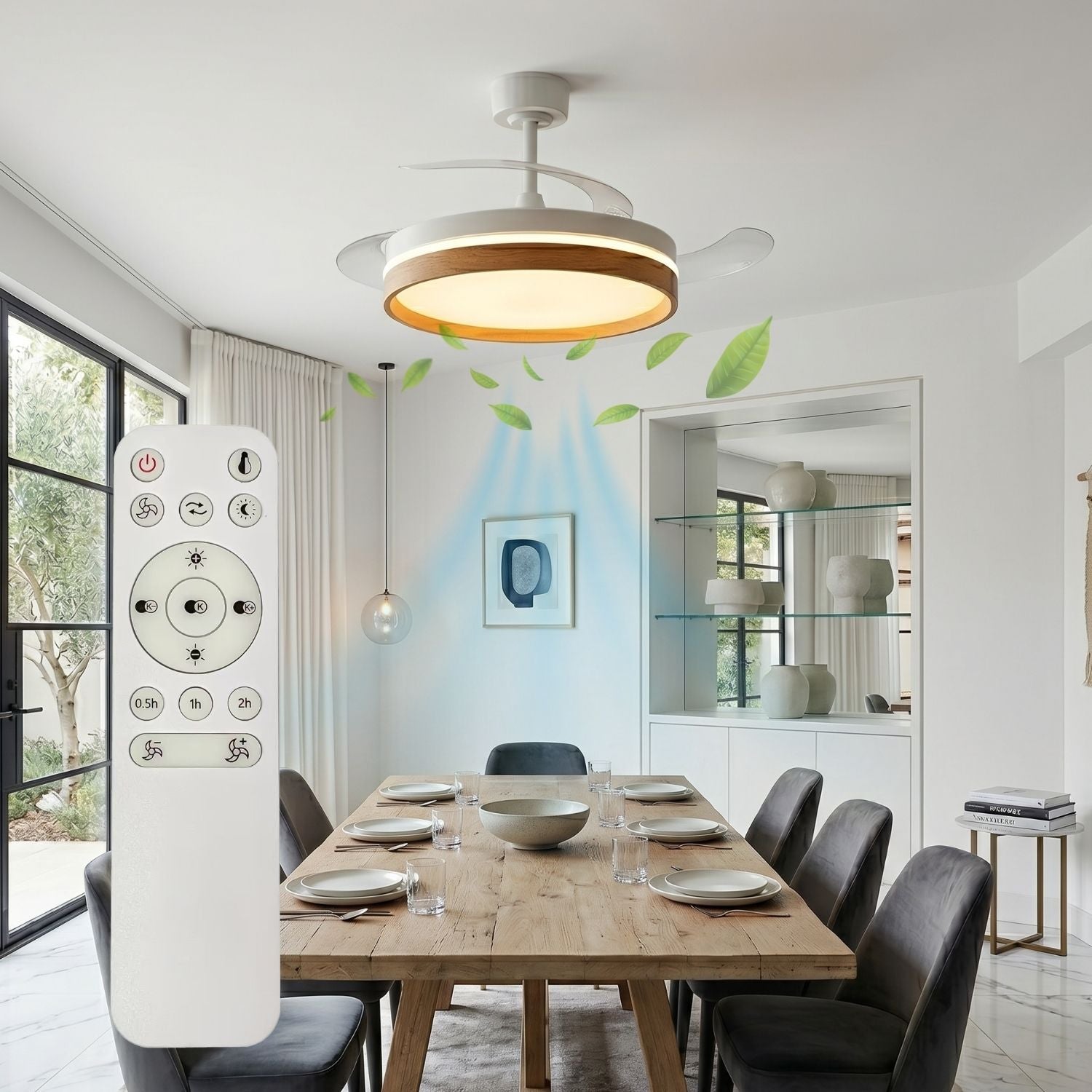 Red Deco Calysa ventilateur plafond 106cm blanc bois
