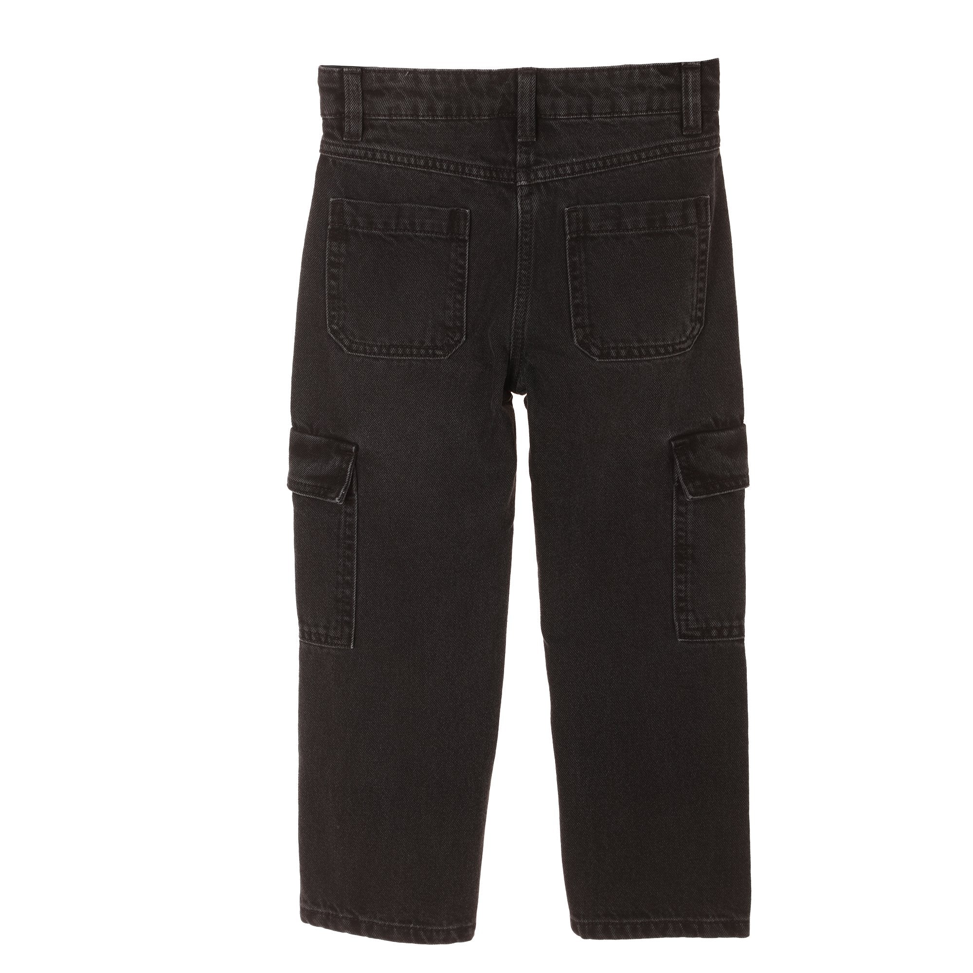 Jean cargo noir enfant mode 03A à 12A poches