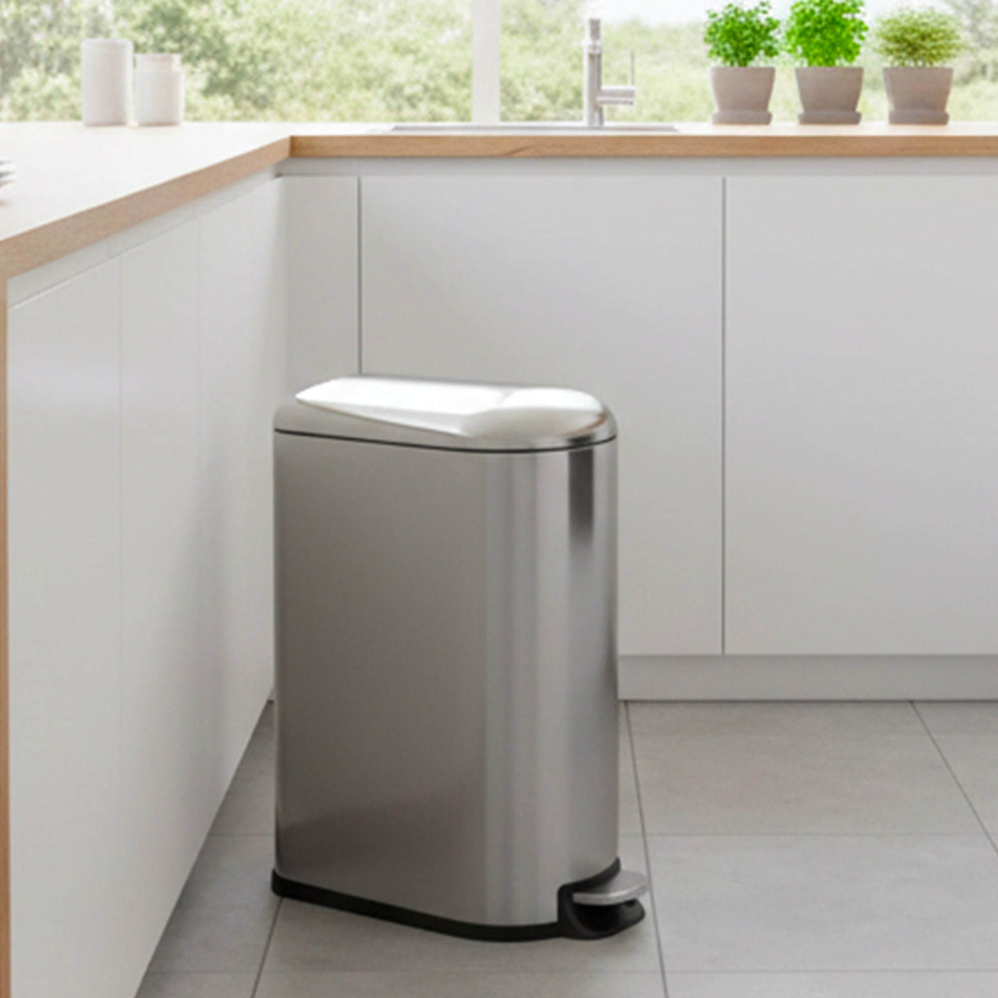 Red Deco Fuller 40L poubelle pédale inox étroite