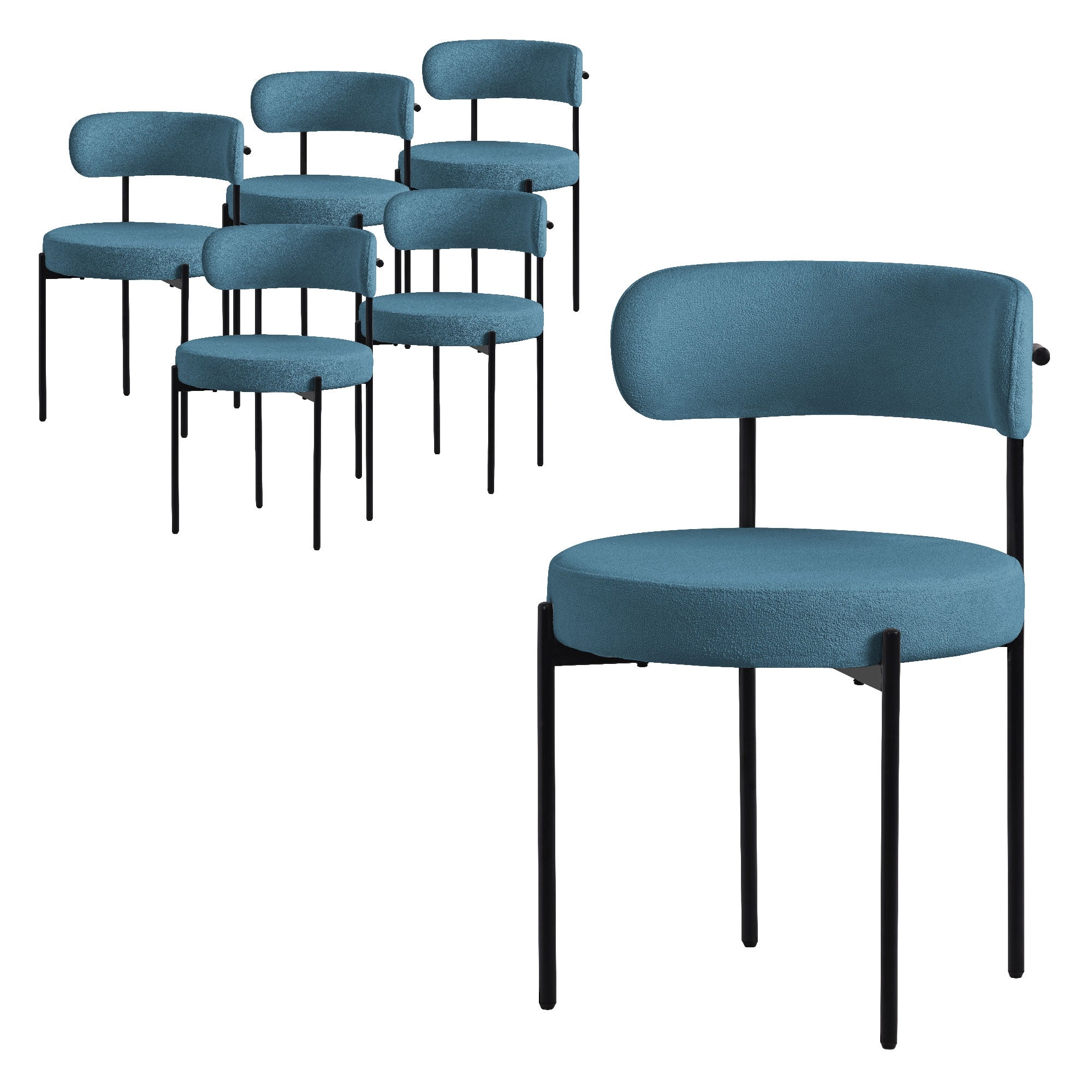 ECD Germany ML-Design lot 2 chaises bouclette marron 53x50x78