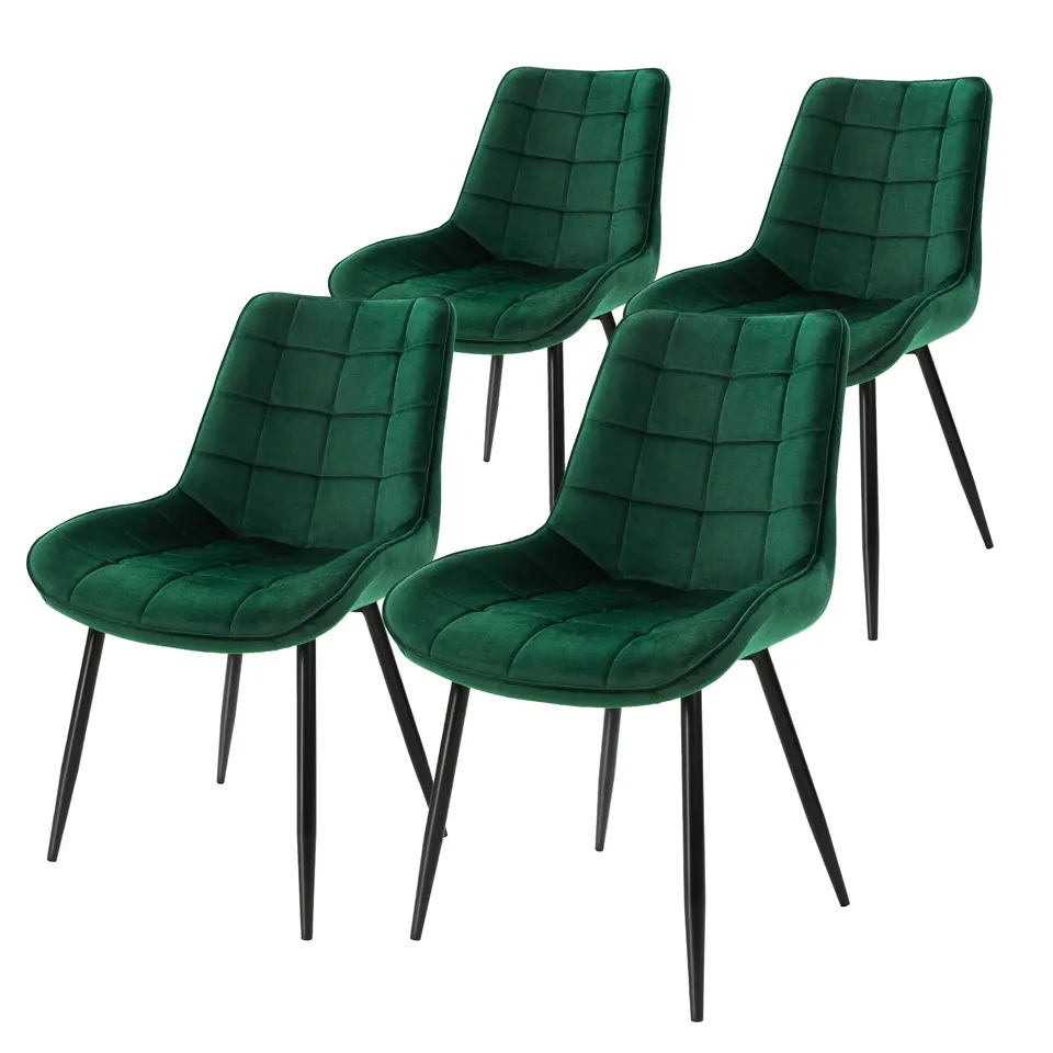 ECD Germany ML-Design lot 4 chaises salle à manger velours vert