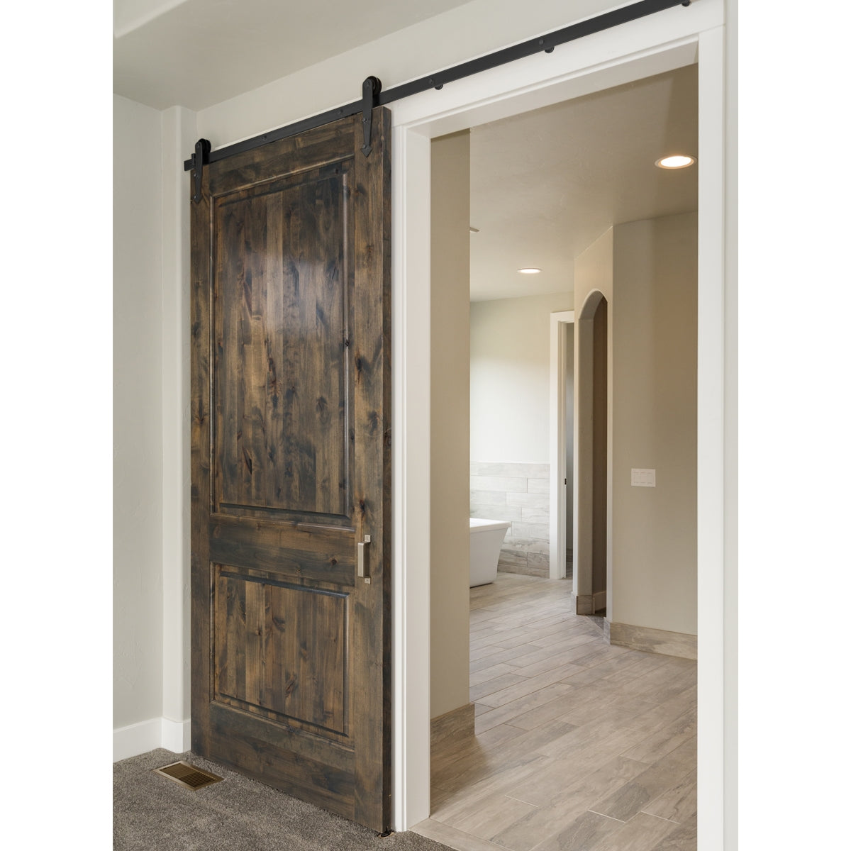 ECD Germany Werkstatt rail porte coulissante 244 cm noir acier
